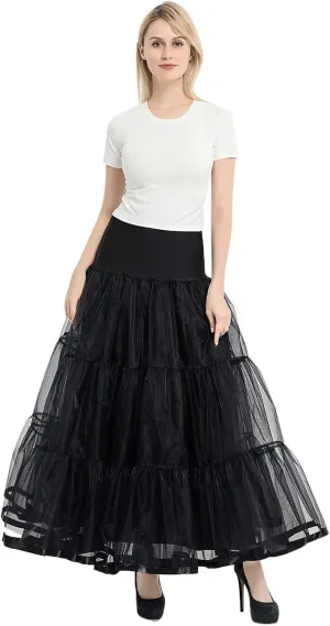 Tulle Skirts for Women Double-Layered Tutu Elastic Waist Floral Print Mesh High Low Asymmetrical A-Line Midi Skirt