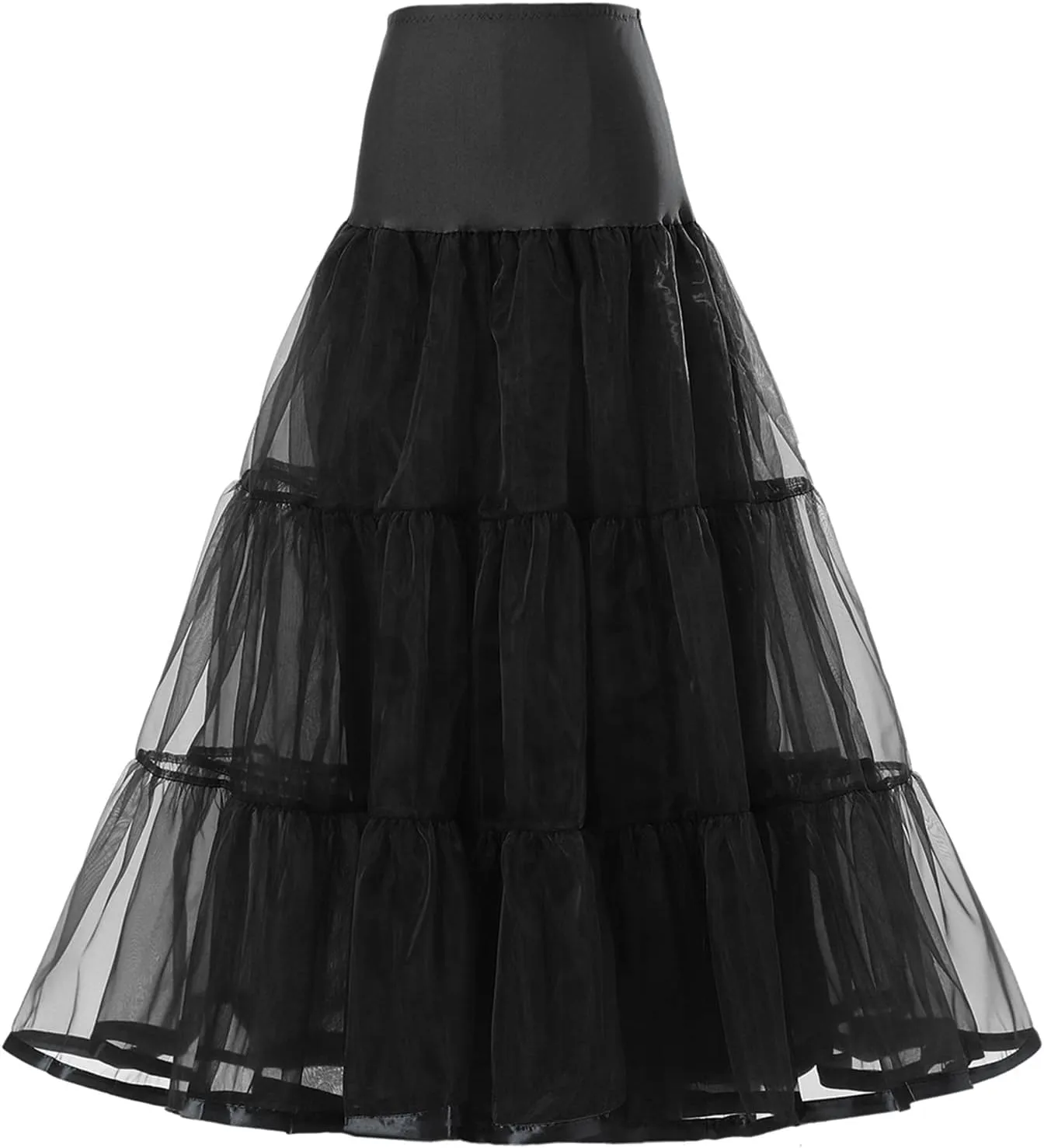Tulle Skirts for Women Double-Layered Tutu Elastic Waist Floral Print Mesh High Low Asymmetrical A-Line Midi Skirt