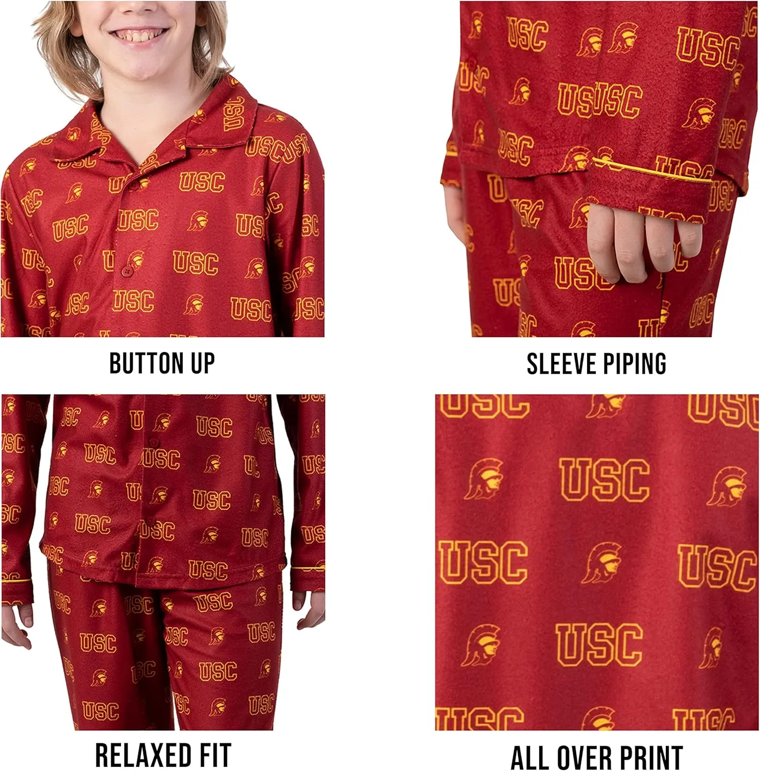 Ultra Game NCAA Boys 2 Piece T-Shirt & Lounge Pants Pajama Set