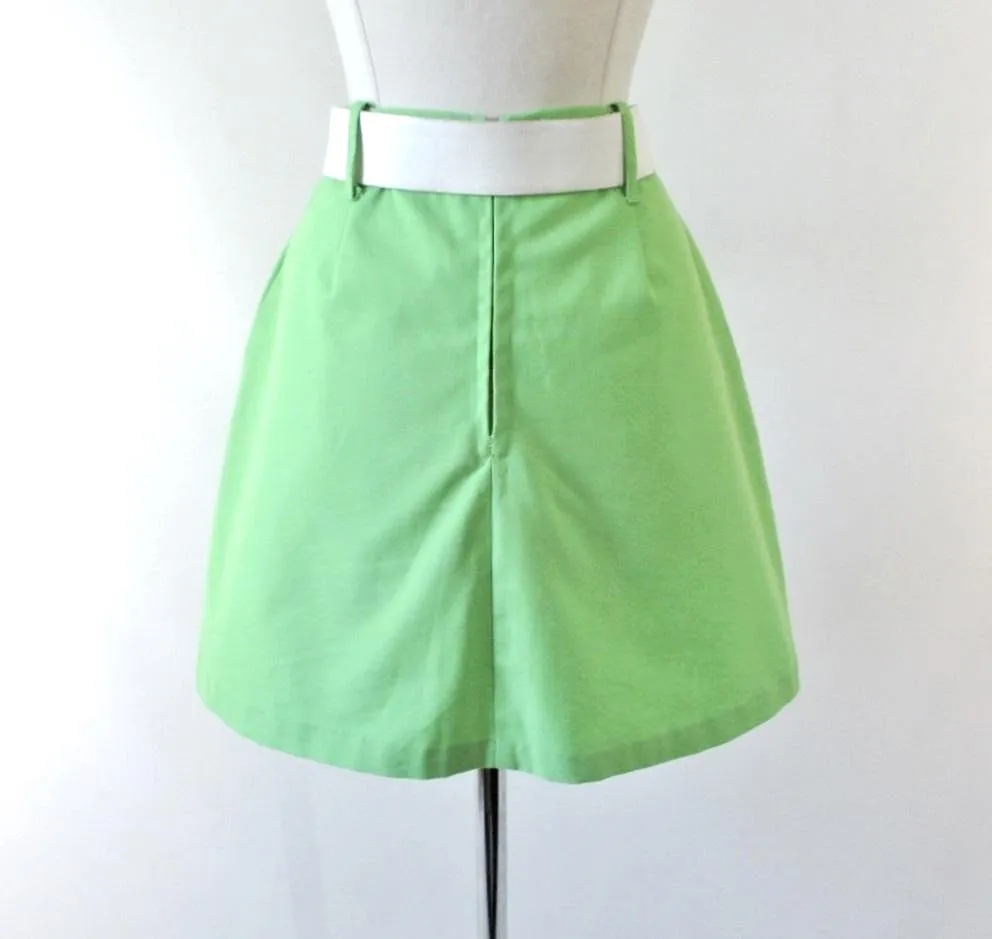 Vintage 60's Lime Green MOD A Line Mini Skirt M