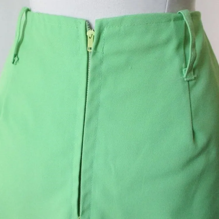 Vintage 60's Lime Green MOD A Line Mini Skirt M