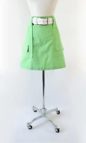 Vintage 60's Lime Green MOD A Line Mini Skirt M