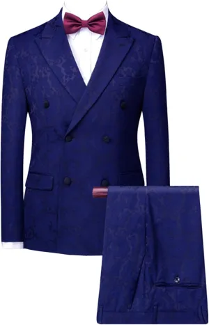 Wemaliyzd Men's 2 Piece Wedding Suit Double Breasted Paisley Pattern Blazer Pants