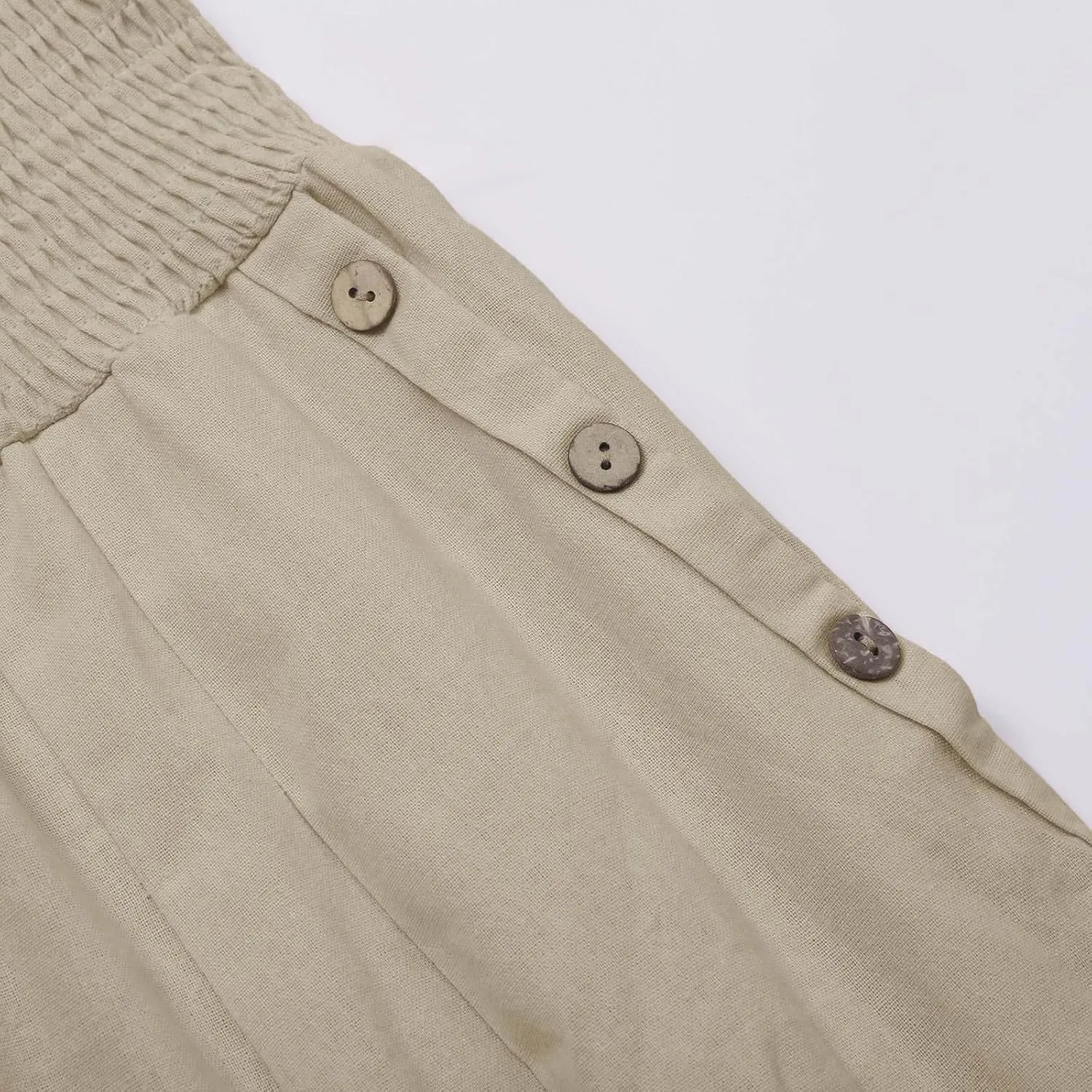 Wide Leg Linen Pull On Pants for Women Petite Summer Casual Capri Pant for Summer Loose Work Trousers