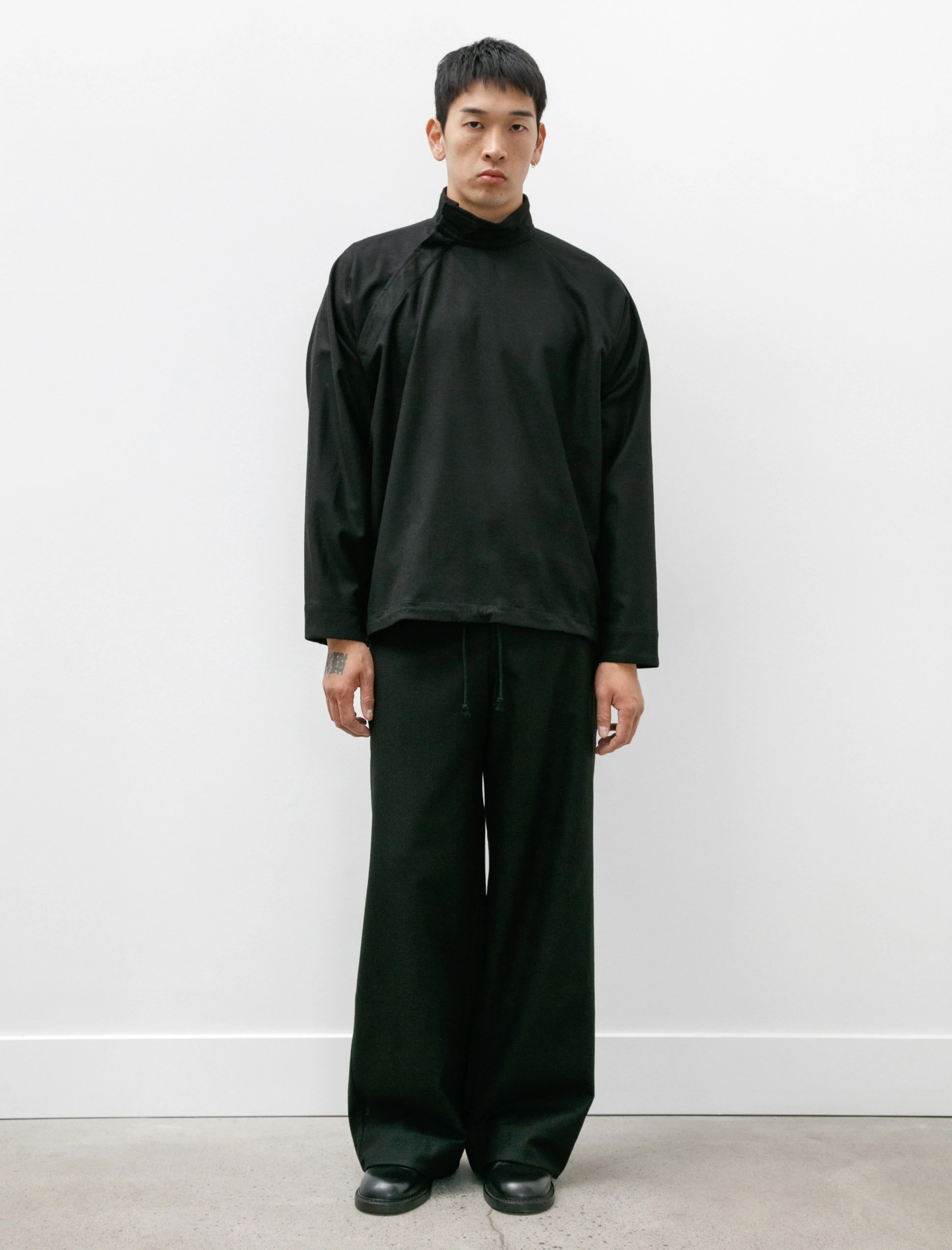 Wide Leg Trousers Black Fine Loden