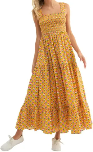 Women Bohemian Graphic Maxi Dress Spaghetti Strap Flowy Cami Dress Floral Tiered Sundress Y2K Summer Beach Dresses