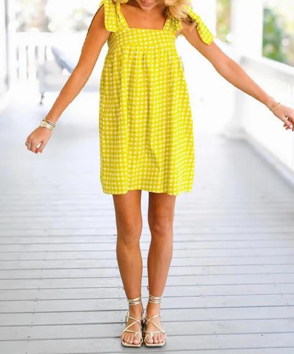 Women Floral Tie Shoulder Mini Dress Bow Square Neck Babydoll Dress Boho Flowy Sundress Summer Going Out Dres
