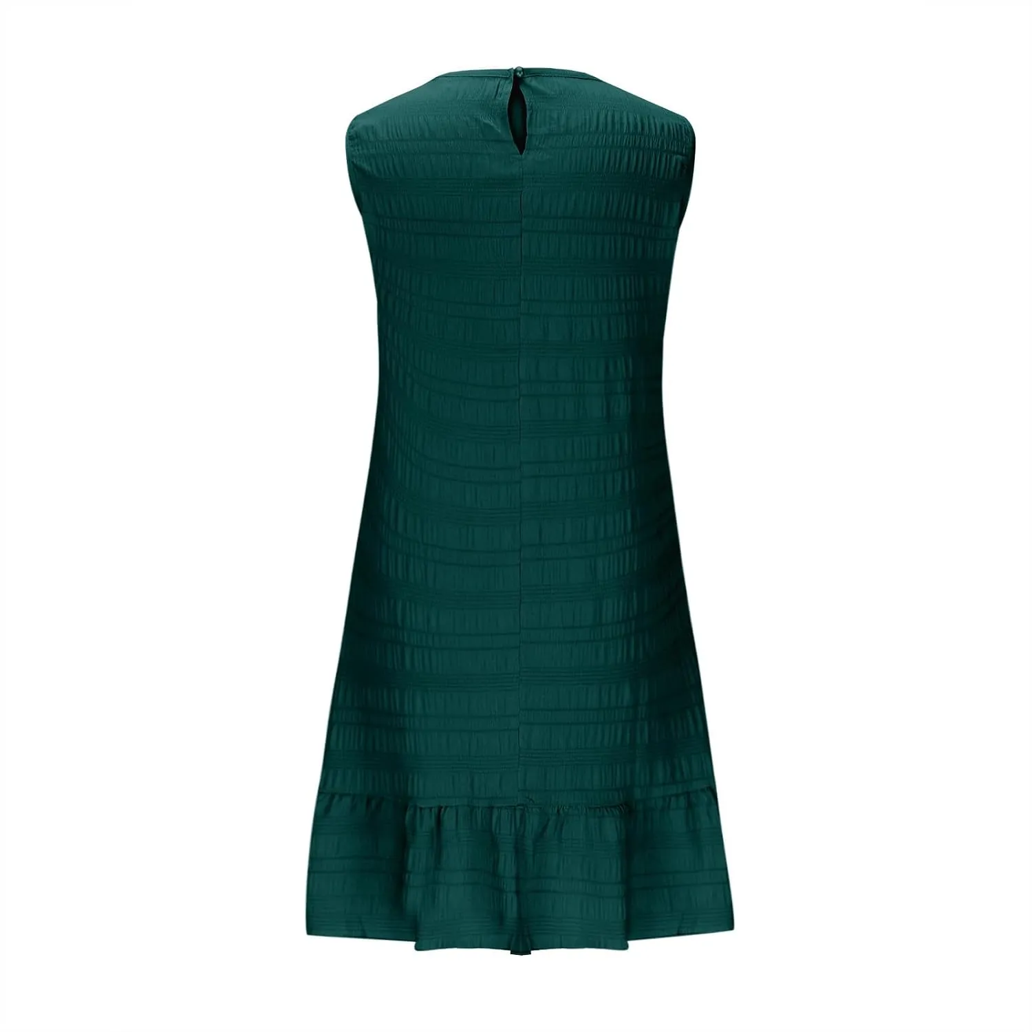 Women Ruffle Hem Sleeveless Tank Dress Casual Crewneck Smock Summer Mini Dresses Trendy Loose Holiday Beach Sundress
