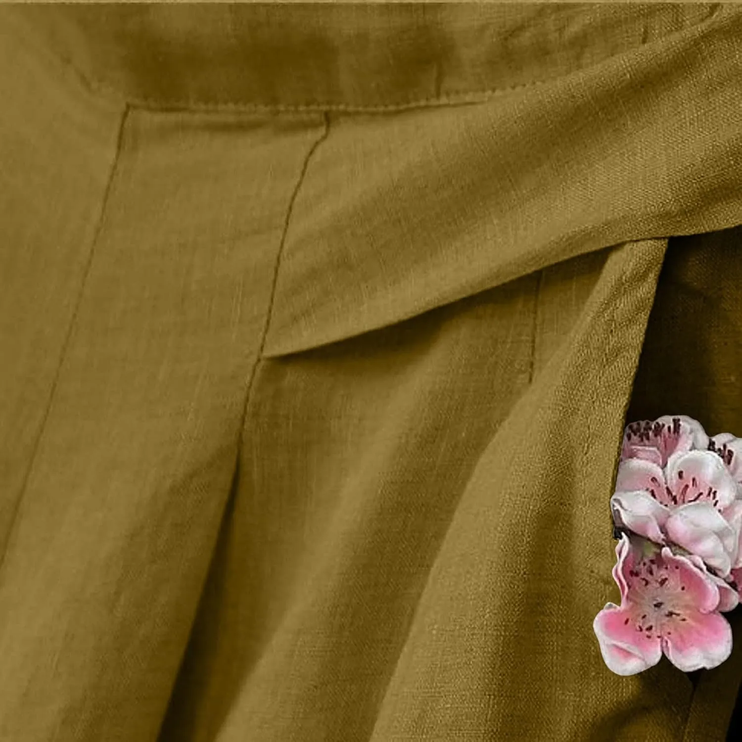 Women' s Culottes Linen Blend Wide Leg Pants Elastic Waist Casual Palazzo Trousers with Pockets Capris