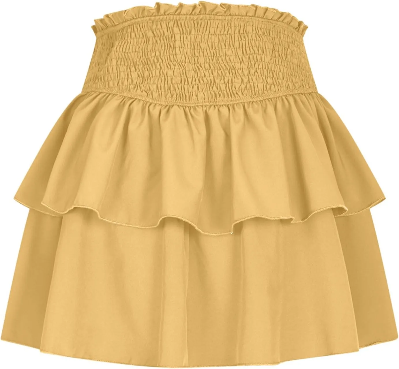 Women Summer Tiered Short Skirt with Shorts, Smocked High Waisted Ruffle Mini Skirts Teen Girls Cute Casual Skirts