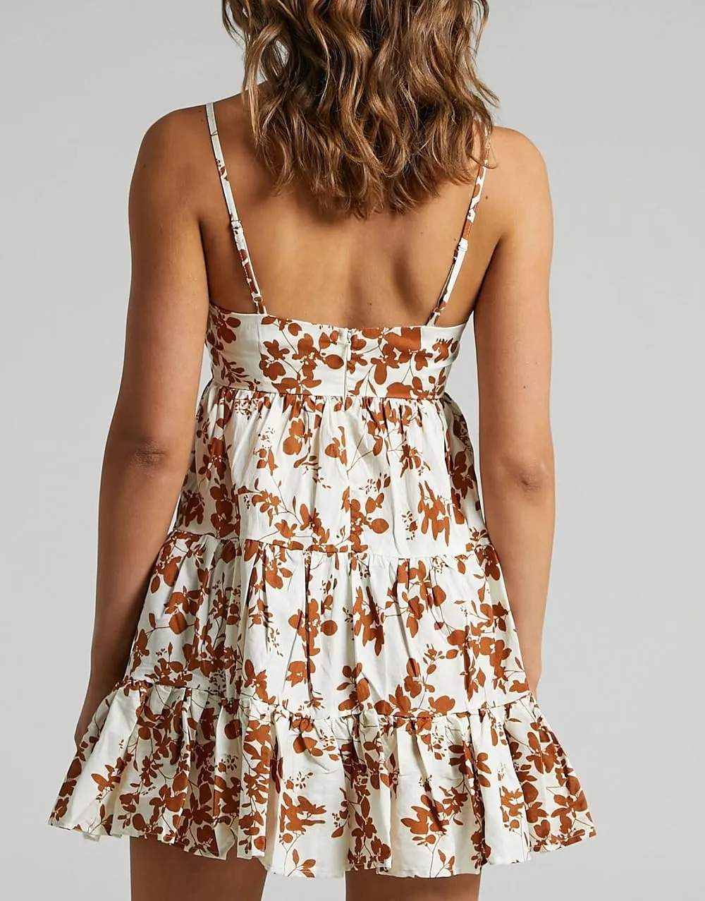 Women Y2K Spaghetti Strap Mini Dress Ruffle Tiered Cami Dress Boho Floral Flowy Sundress Summer Beach Dress