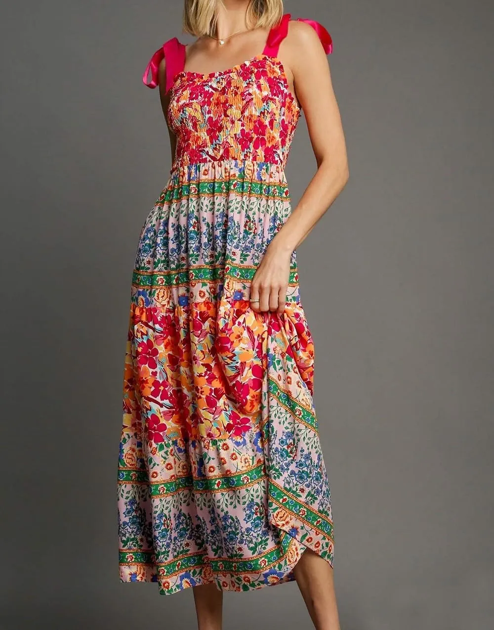 Women Y2K Tie Shoulder Maxi Dress Boho Floral Flowy Tiered Long Dress Ruffle Backless Sundress Summer Beach Dresses