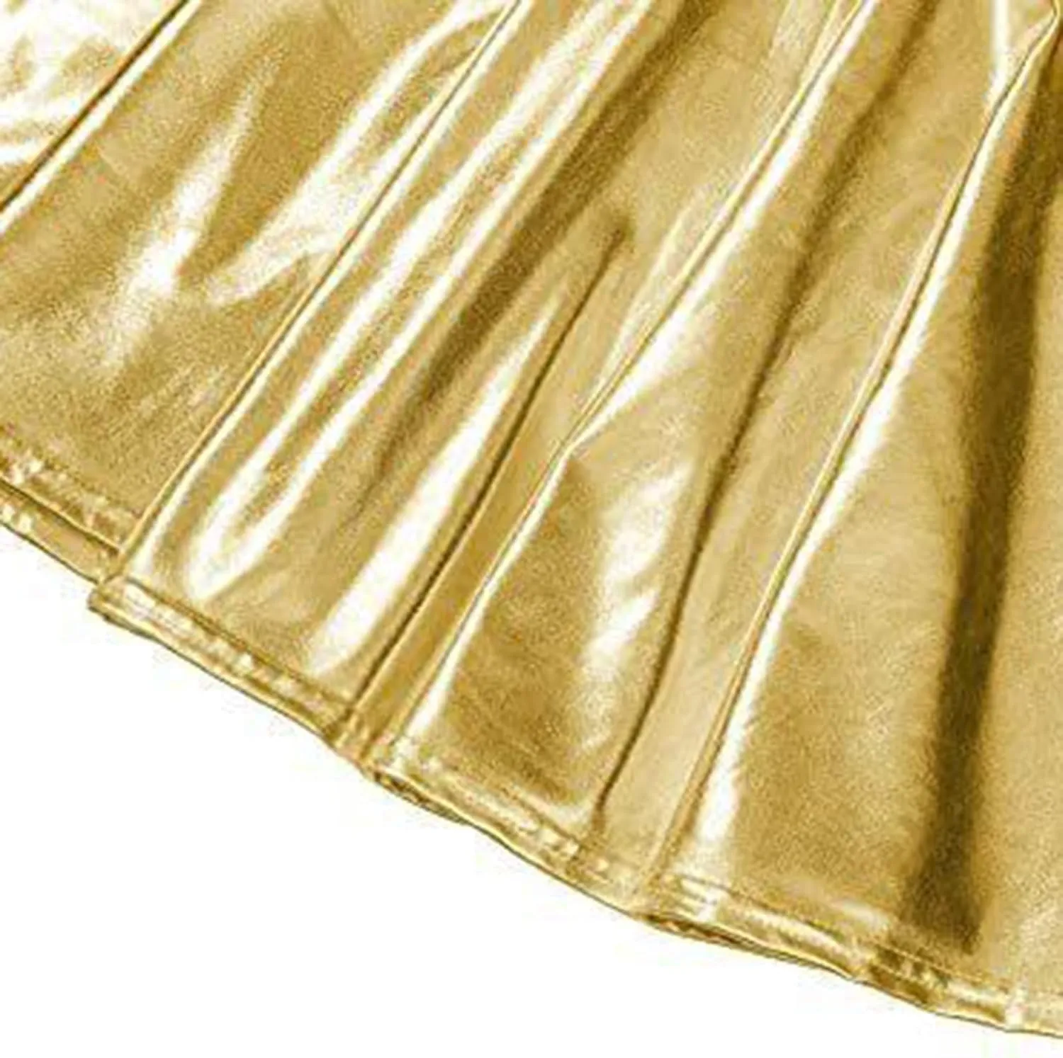 Women's Faux Leather Pleated Flared Skirt High Waist Dance Skate Mini Skirts Nightclub Rave Party A-Line Skirts
