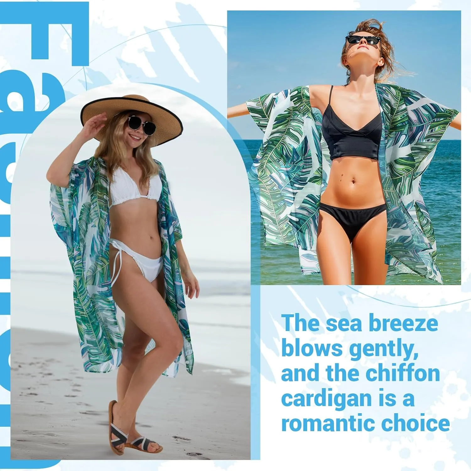 Women's Kimono Cardigan Swimsuit Summer Coverup Beach Cover up Shawl Wrap Bikini Coverup Loose Swimwear Cardigan