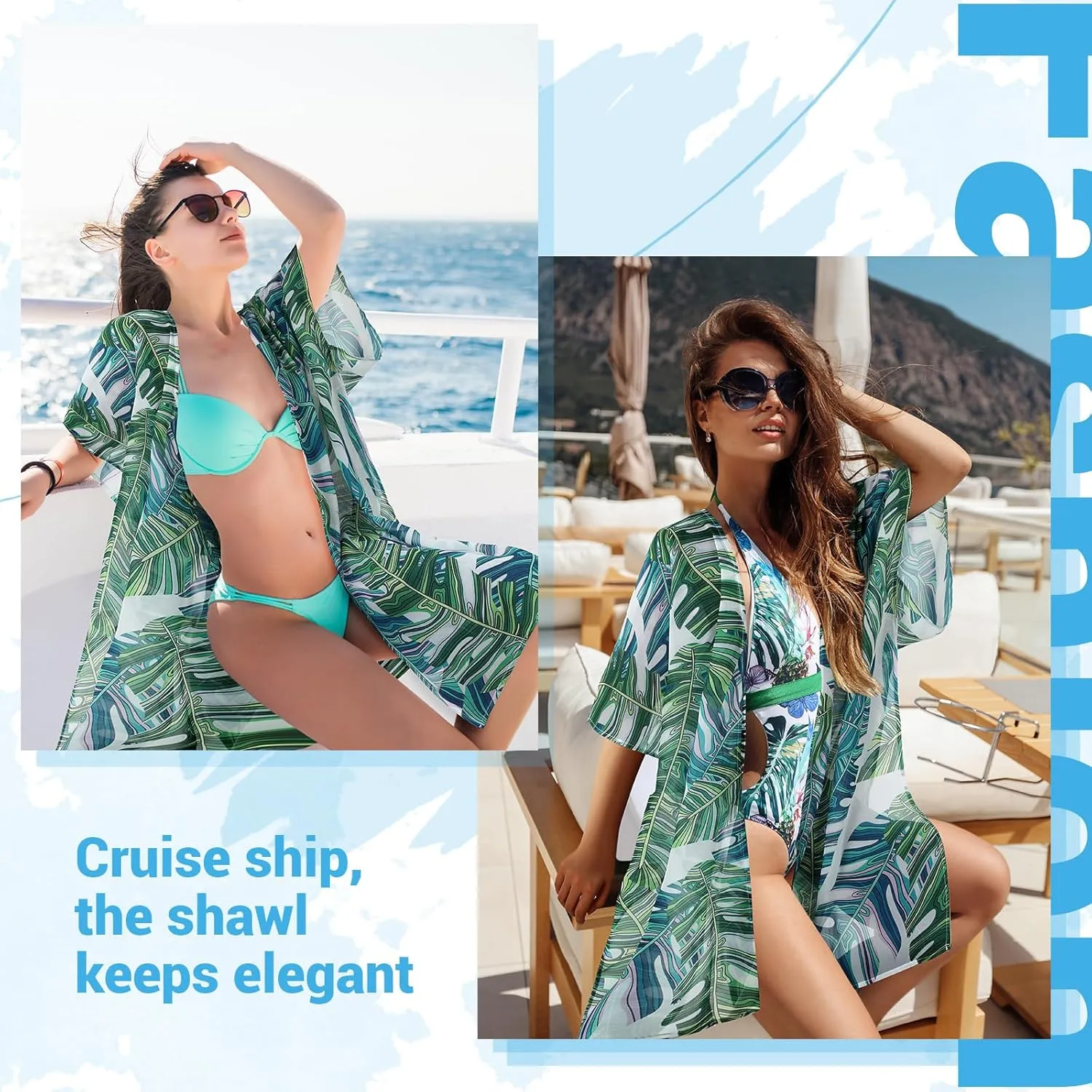 Women's Kimono Cardigan Swimsuit Summer Coverup Beach Cover up Shawl Wrap Bikini Coverup Loose Swimwear Cardigan