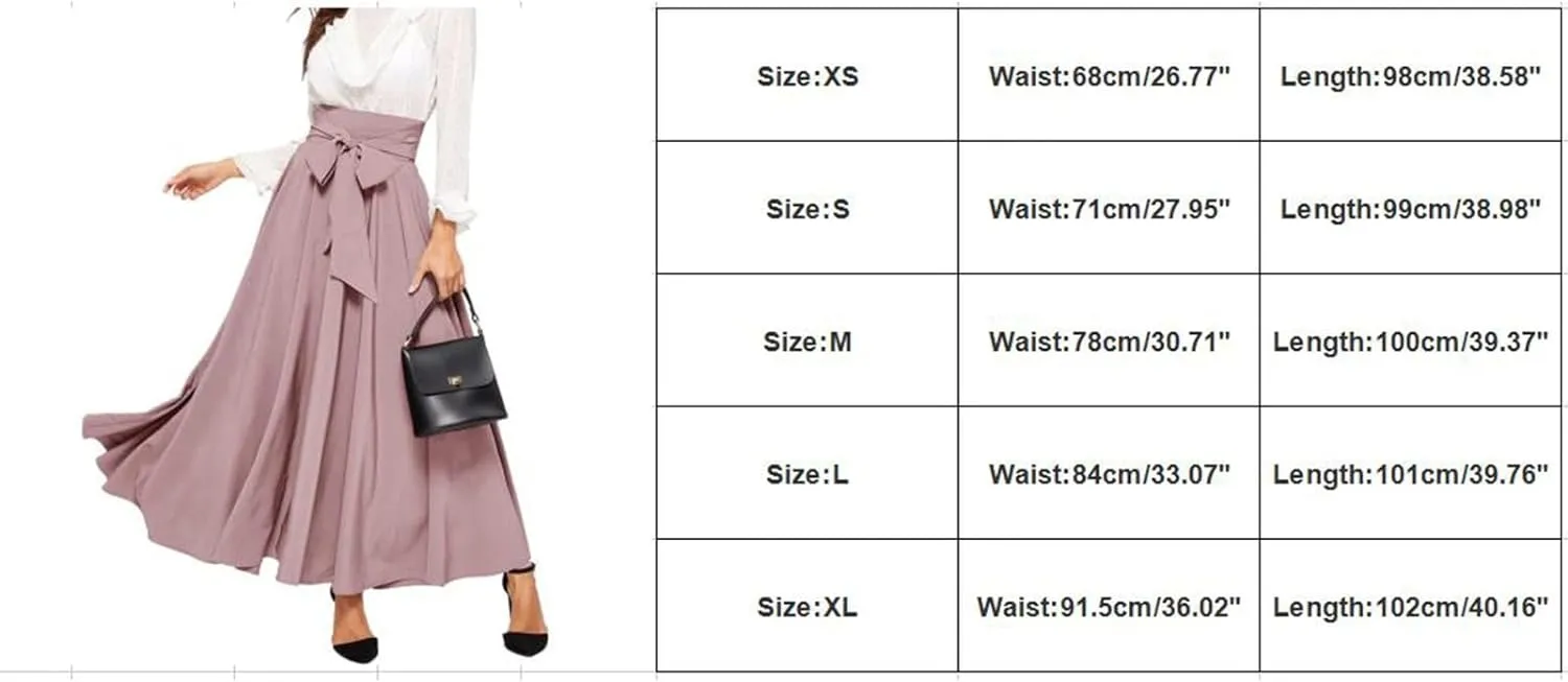 Womens Skirts Women Elastic High Waist Boho Maxi Skirt Casual Drawstring A Line Long Skirt Women's Midi Skirt