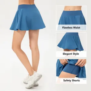Women's Sports Quick-Drying Skirt for Tennis Golf Dance Yoga Fitness with Inner Shorts White Black Skort