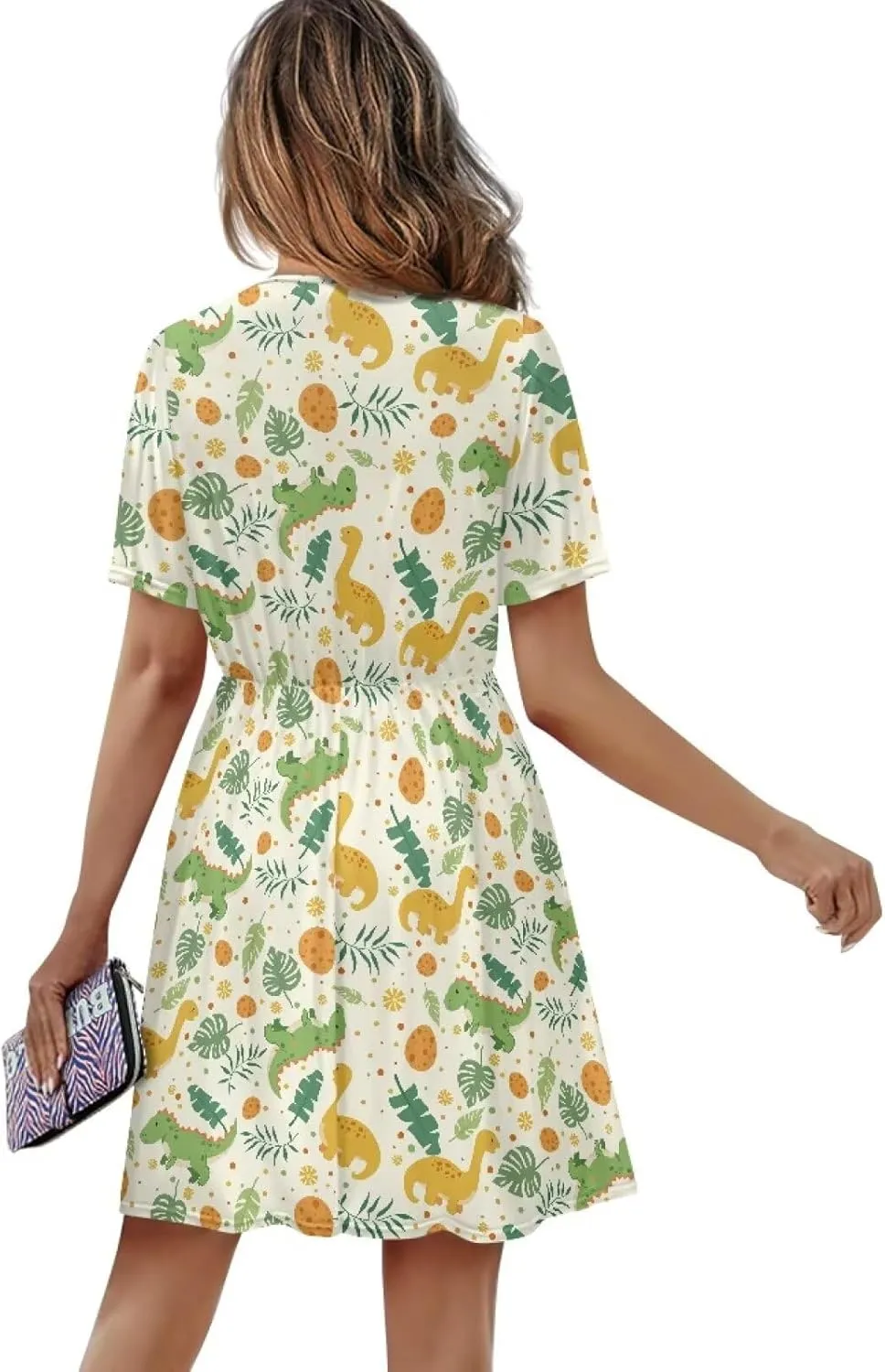 Womens Summer Dresses 2025 Loose V Neck Short Sleeve Sundresses S-2XL