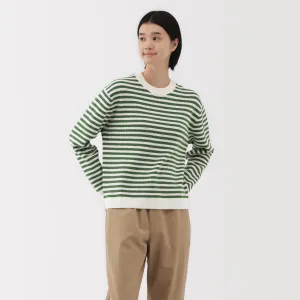 Women's Washable Waffle Knit Crew Neck Striped Sweater