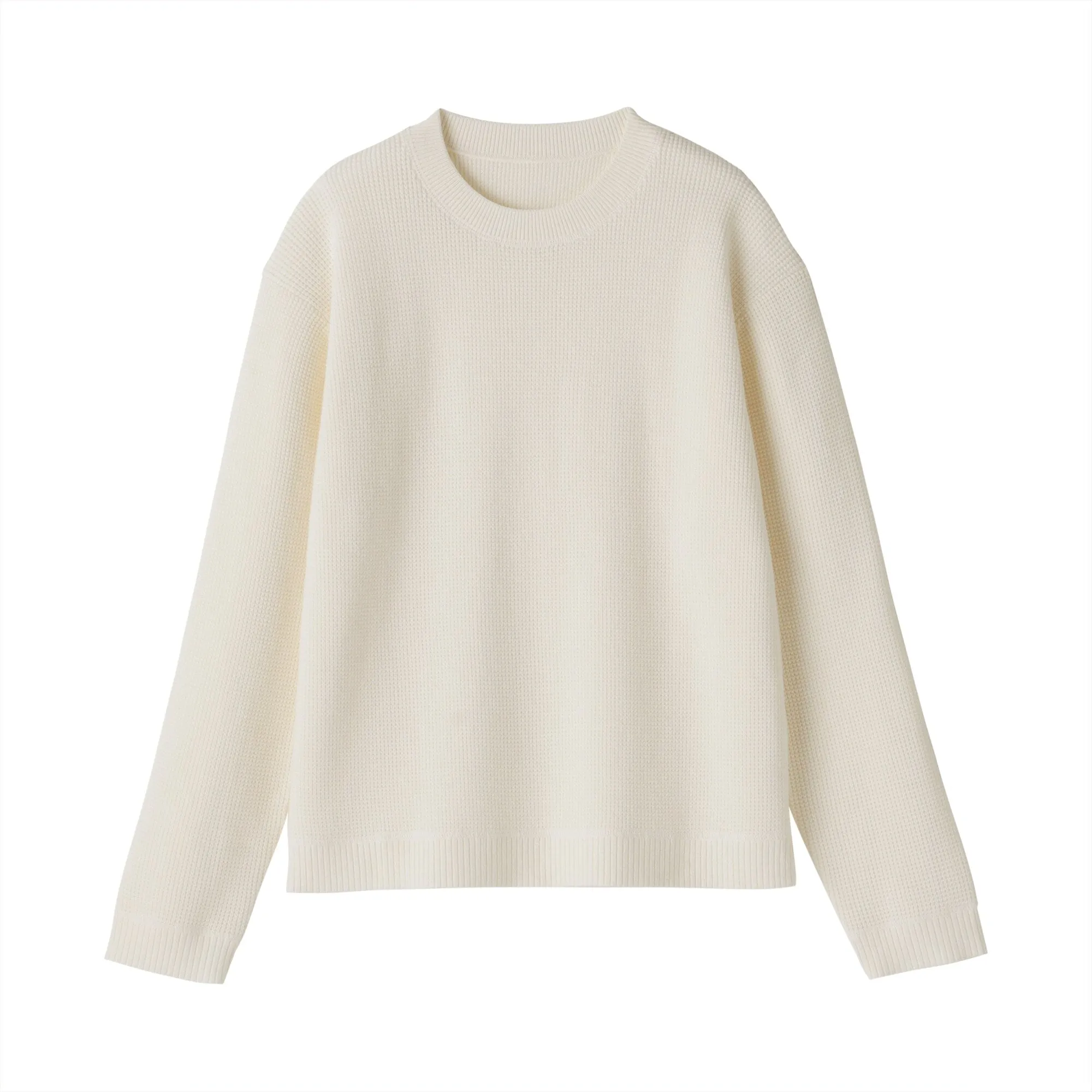 Women's Washable Waffle Knit Crew Neck Sweater