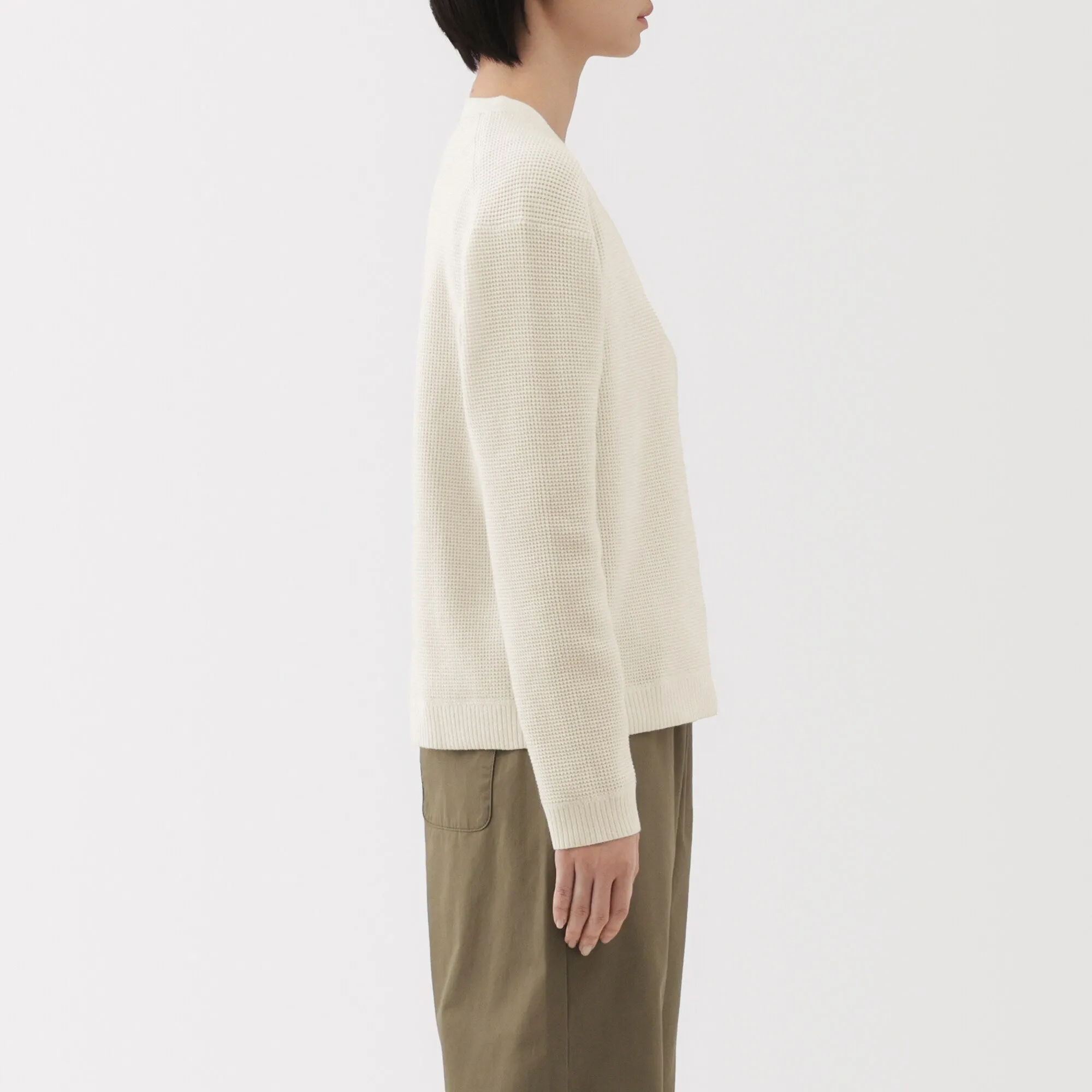 Women's Washable Waffle Knit Crew Neck Sweater