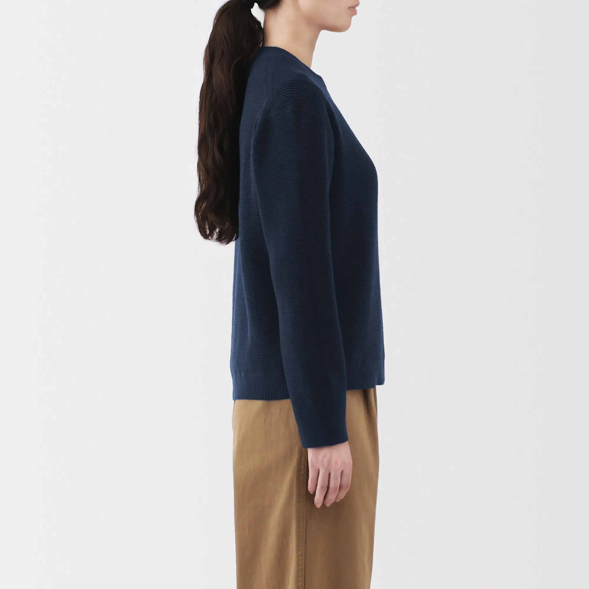 Women's Washable Waffle Knit Crew Neck Sweater