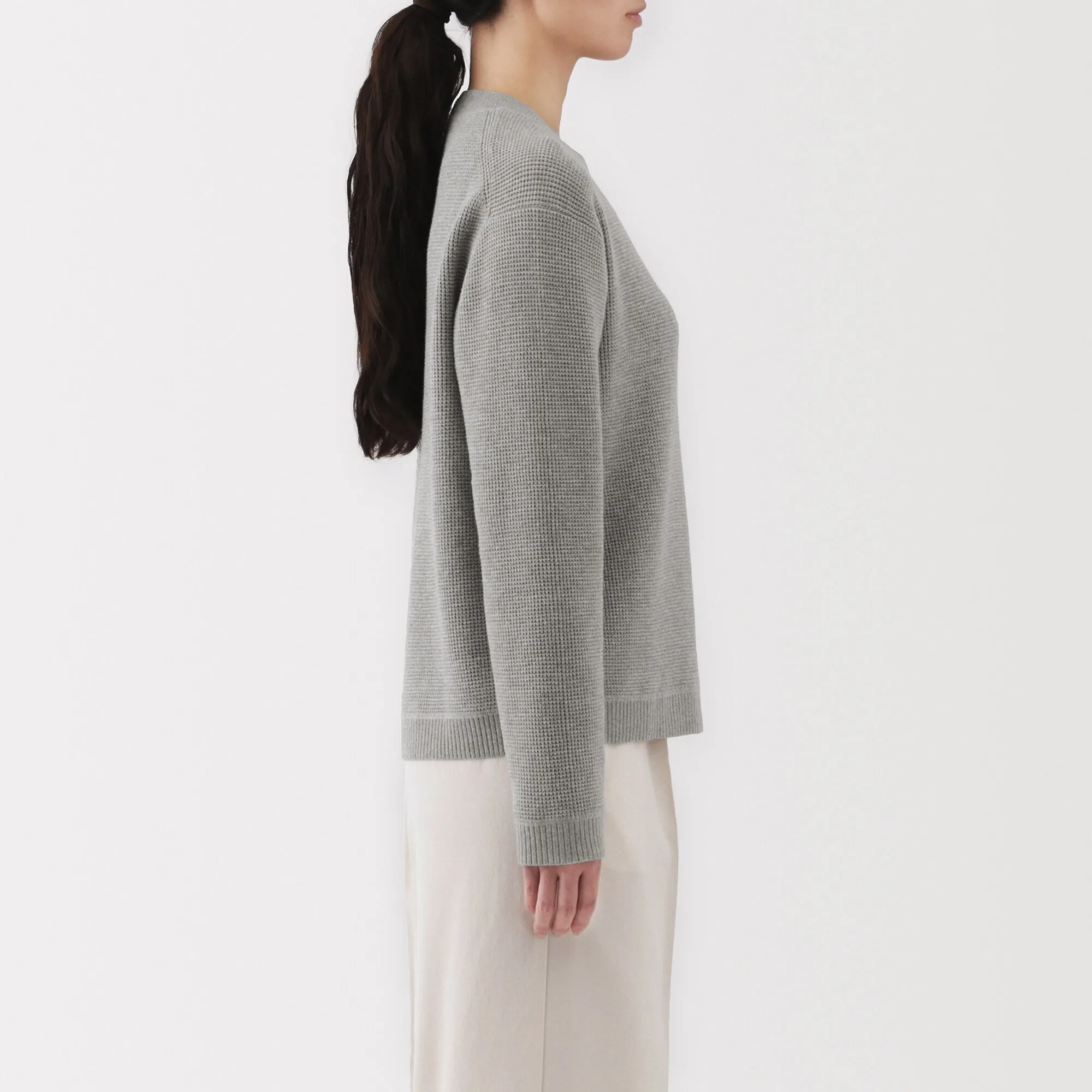 Women's Washable Waffle Knit Crew Neck Sweater