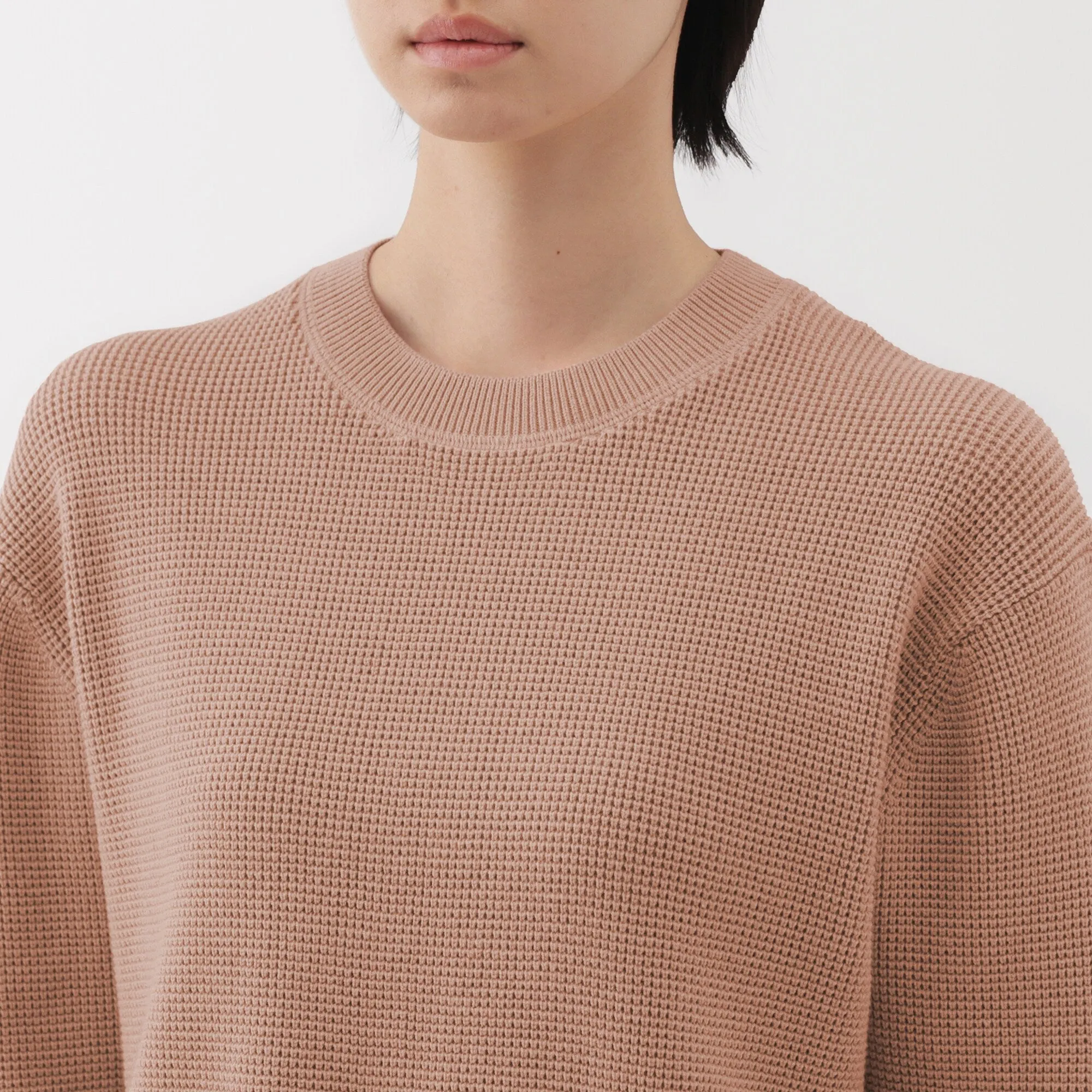 Women's Washable Waffle Knit Crew Neck Sweater