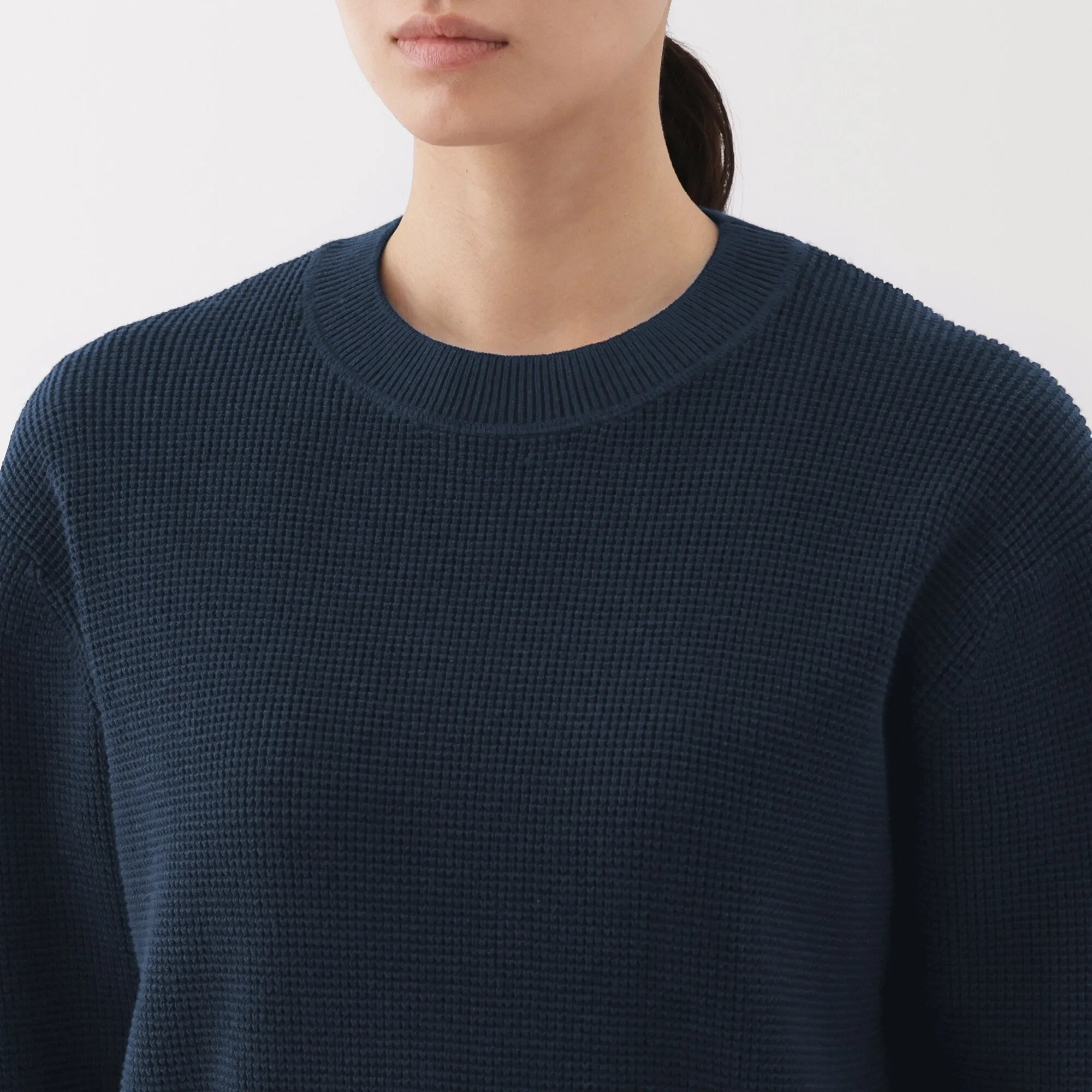 Women's Washable Waffle Knit Crew Neck Sweater