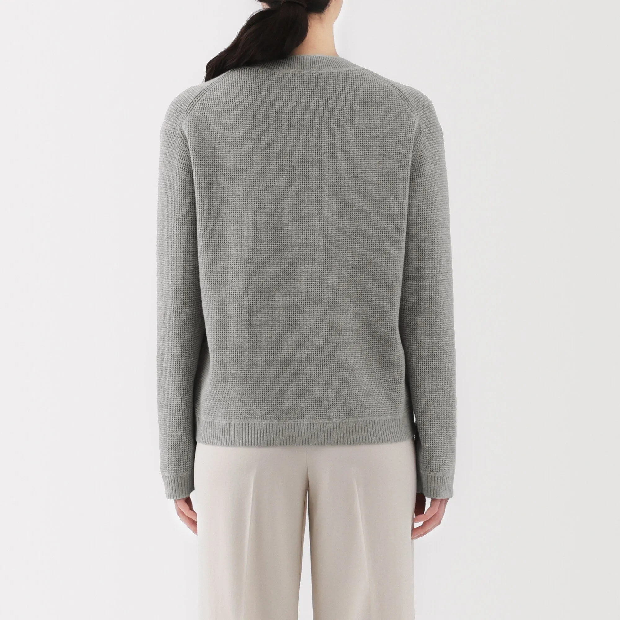Women's Washable Waffle Knit Crew Neck Sweater