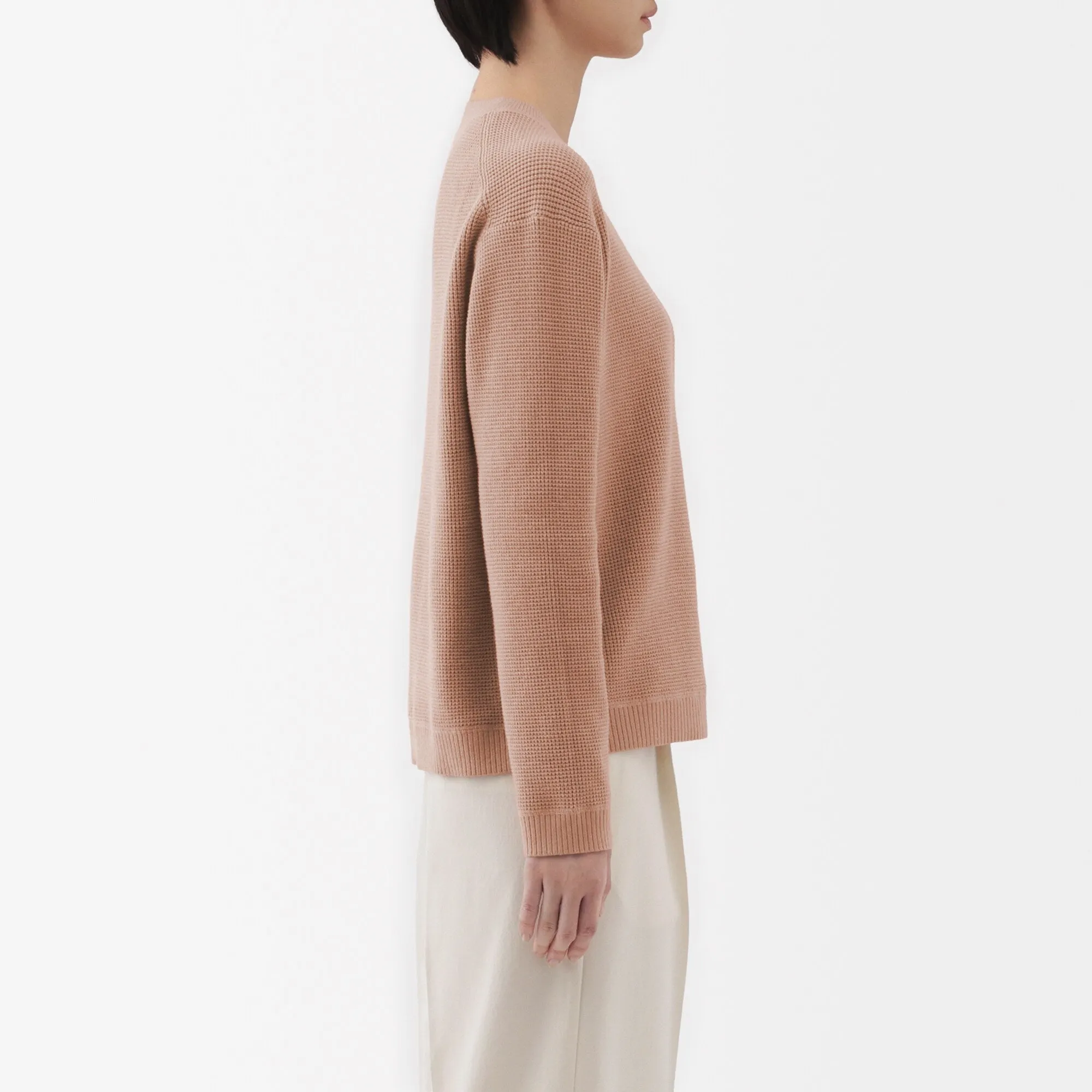 Women's Washable Waffle Knit Crew Neck Sweater