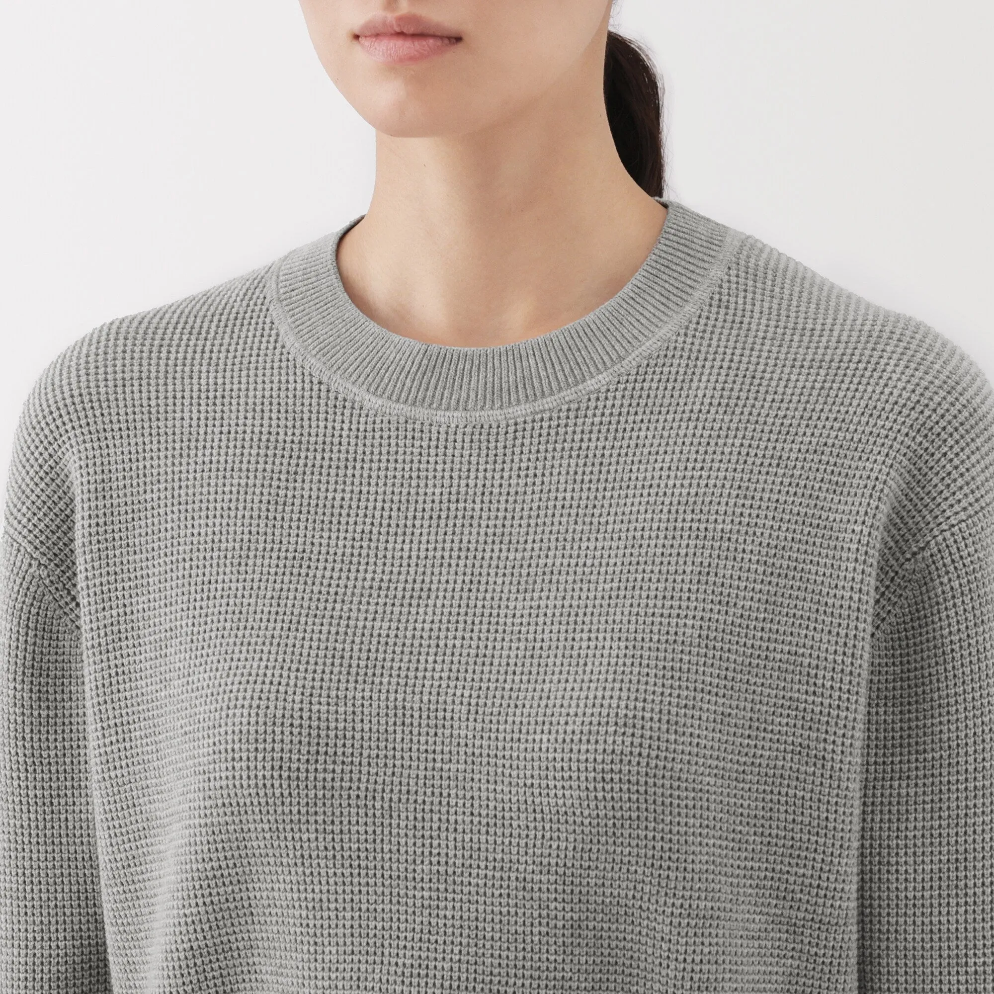 Women's Washable Waffle Knit Crew Neck Sweater