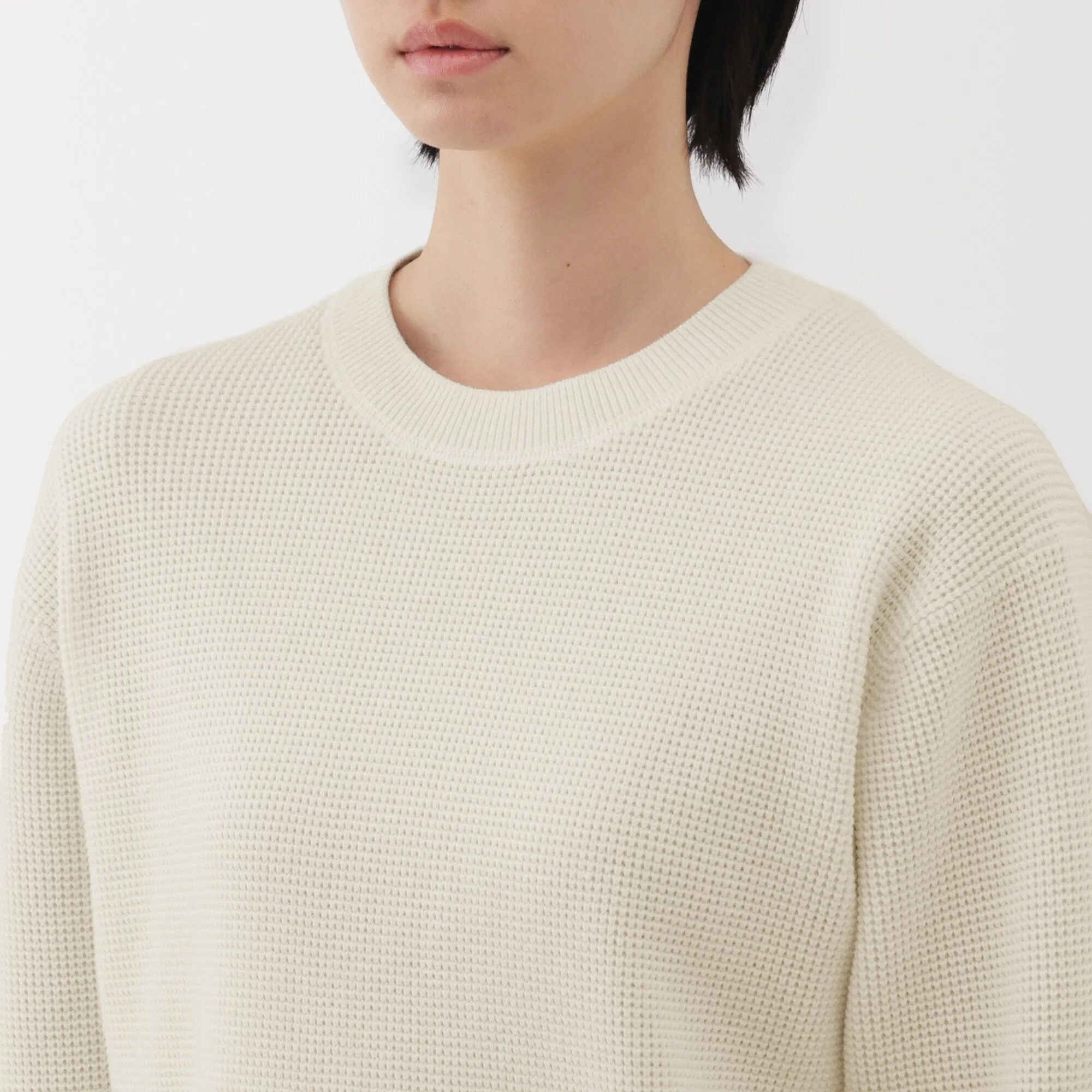 Women's Washable Waffle Knit Crew Neck Sweater