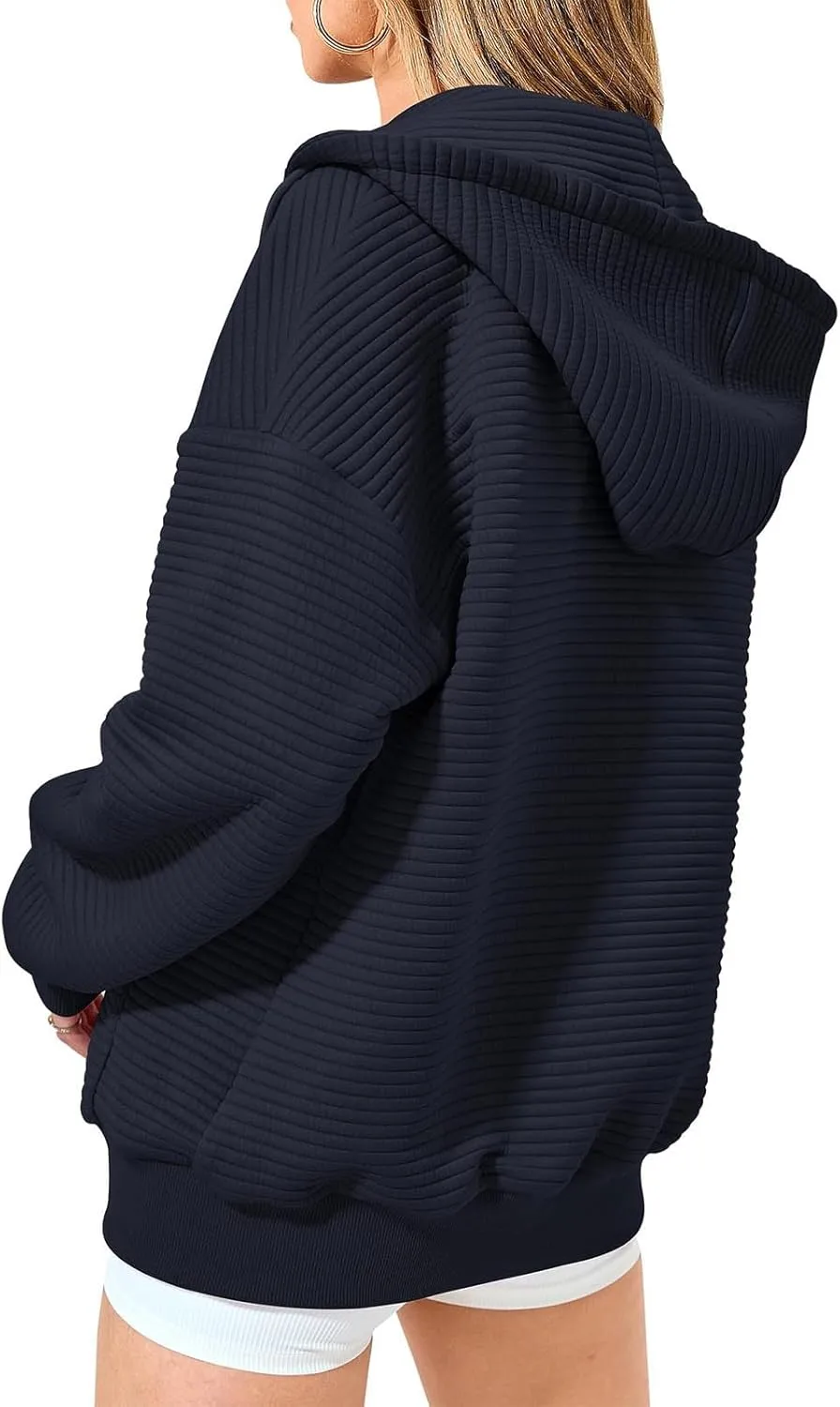 Womens Zip Up Hoodies Y2K Sweatshirts Long Sleeve Oversized Hooded Jackets with Pocket Fall Outfits 2024 Trendy