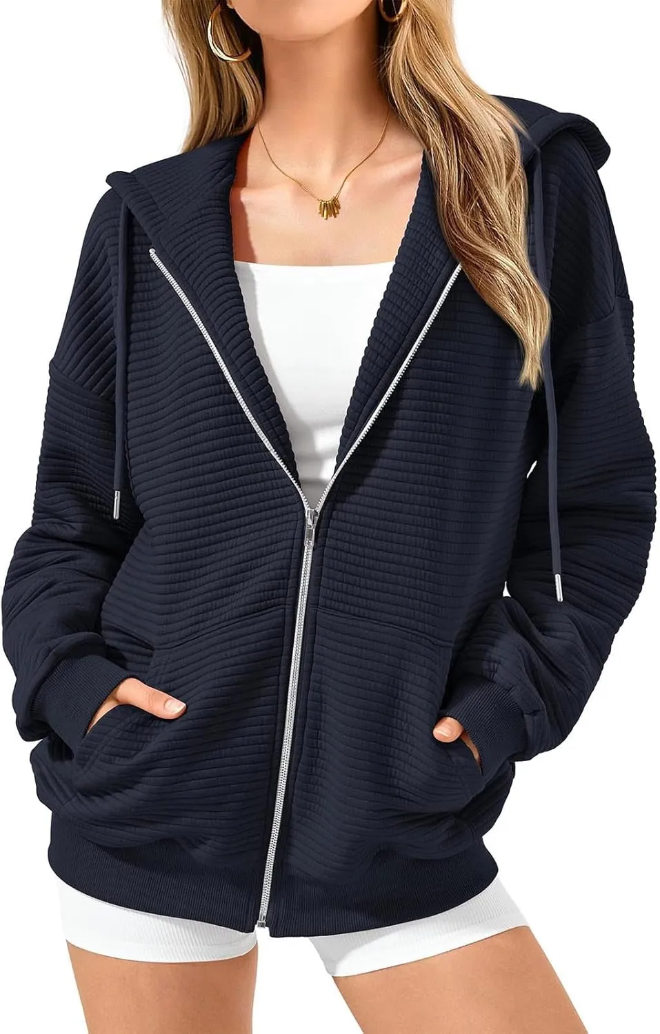 Womens Zip Up Hoodies Y2K Sweatshirts Long Sleeve Oversized Hooded Jackets with Pocket Fall Outfits 2024 Trendy