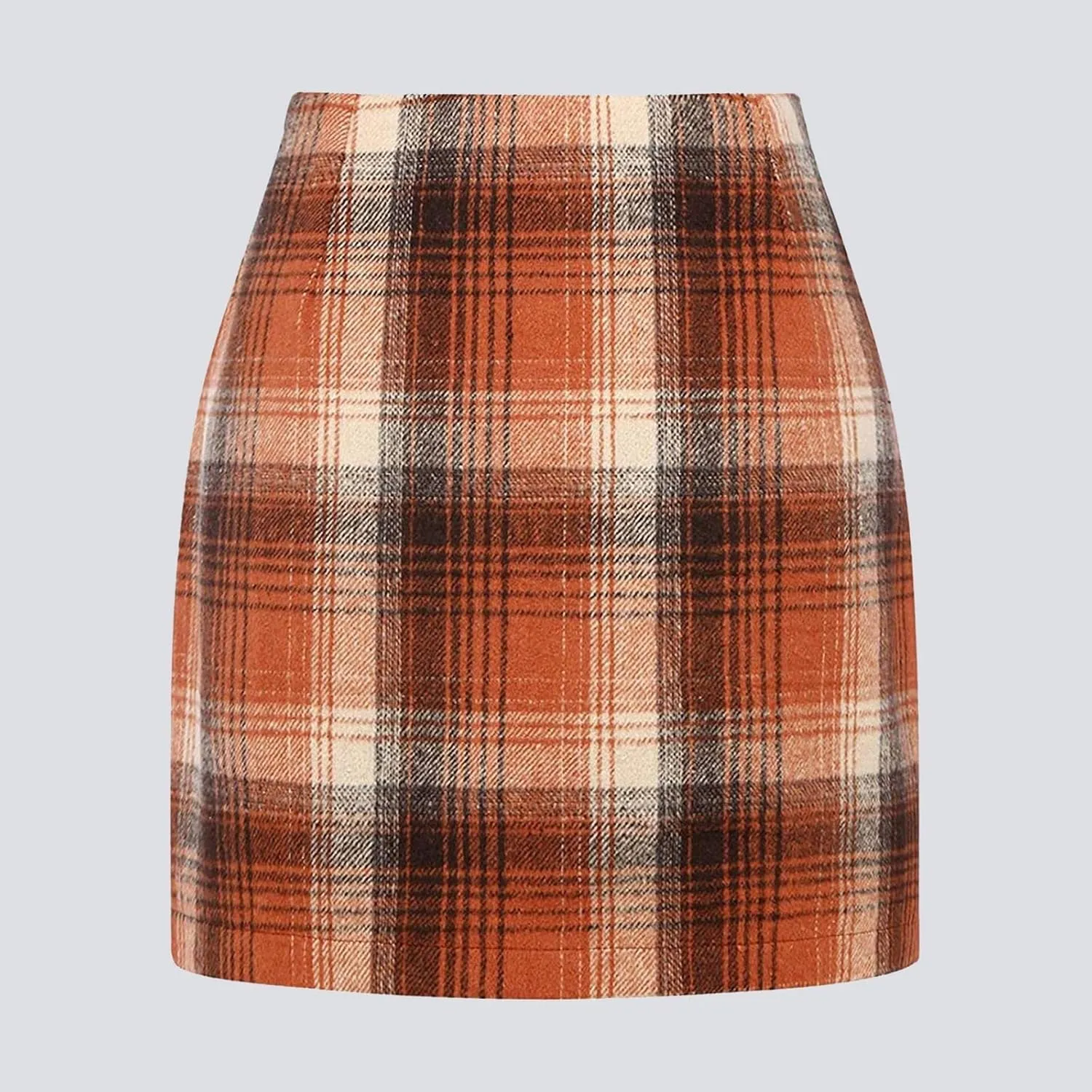Wool Skirts for Women Trendy, Womens Wool Plaid Mini Skirt Fall Winter High Waisted Bodycon Pencil Skirt