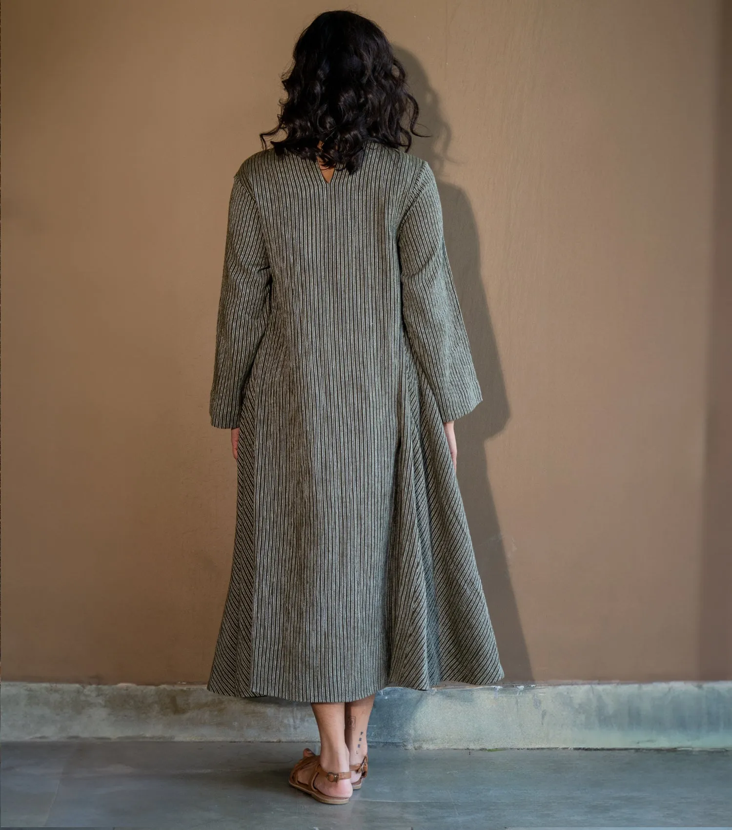 WOOLLEN STRIPED A-LINE DRESS