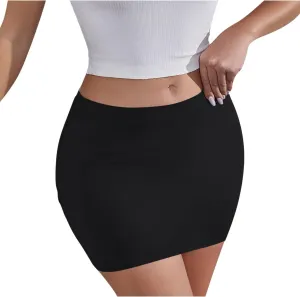 Y2k Mini Skirts for Women Bodycon Sexy Club Date Night Micro Pencil Skirt Streetwear Casual Elastic Waist Solid Short