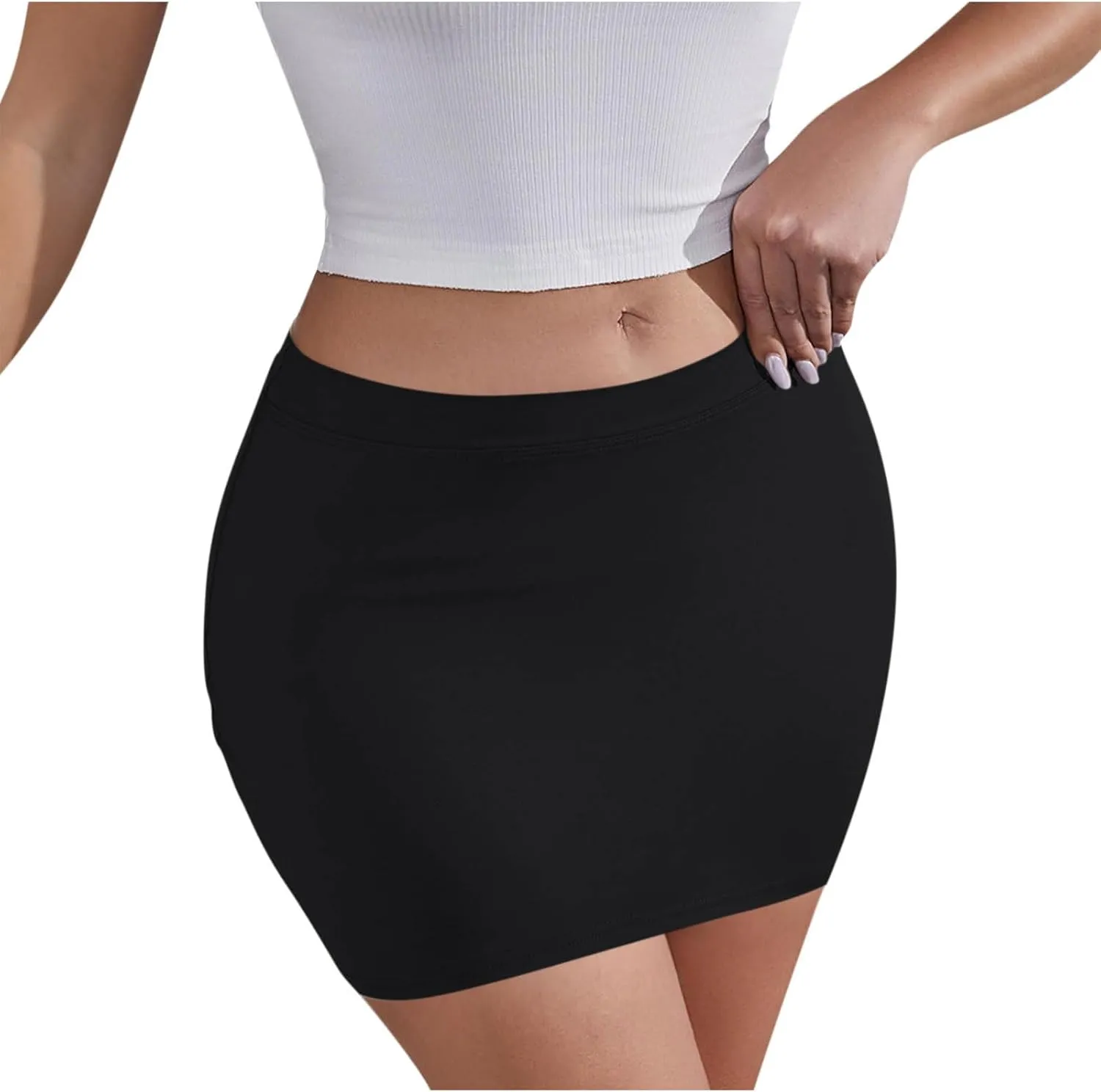 Y2k Mini Skirts for Women Bodycon Sexy Club Date Night Micro Pencil Skirt Streetwear Casual Elastic Waist Solid Short