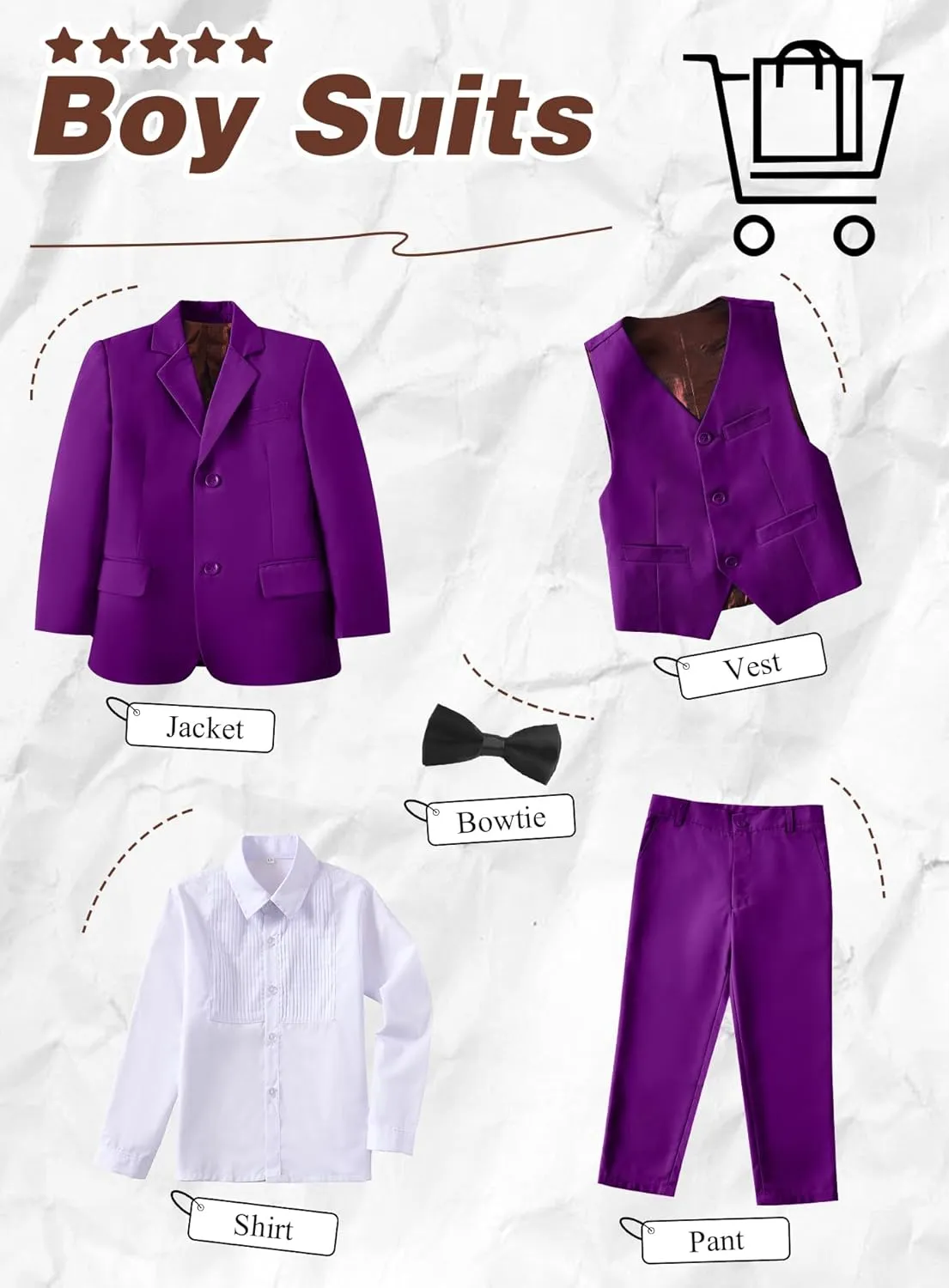 Yanlu Toddler Suits for Boys Formal Suit Ring Bearer Outfit Kids Dress Clothes for Wedding