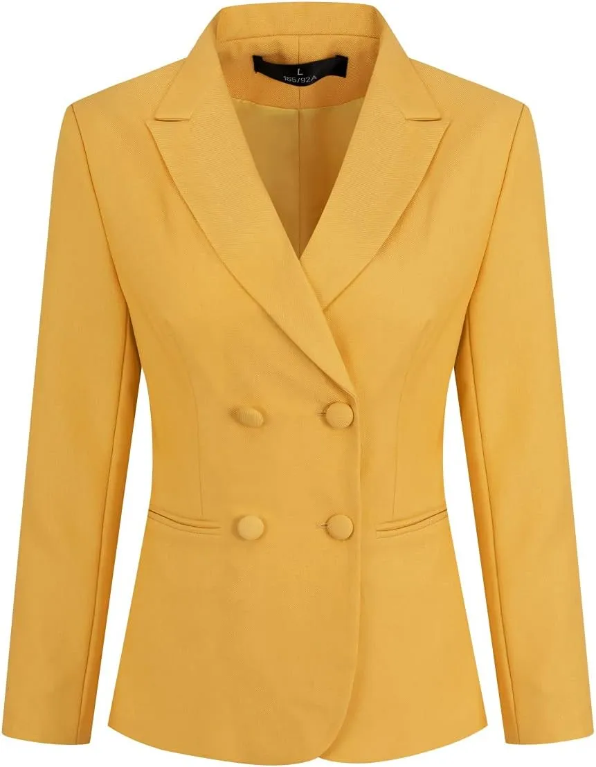 YUNCLOS Women's 2 Piece Double Breasted Suit Set Two Button Blazer and Pants