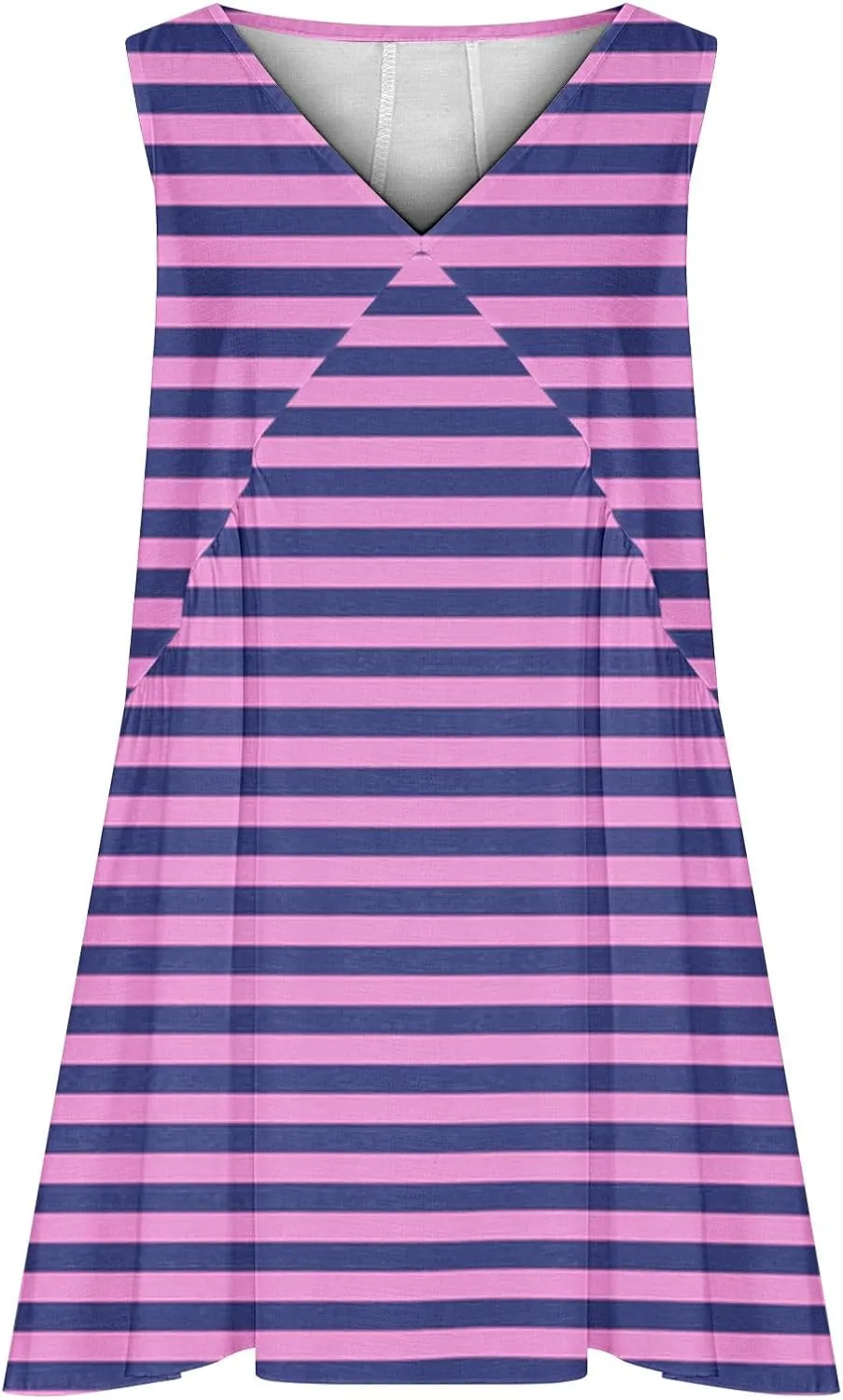 ZDRZK Flowy Dresses for Women Summer Stripes Casual Sleeveless Mini Dress 2024 Babydoll Swing Pleated Beach Sundresses